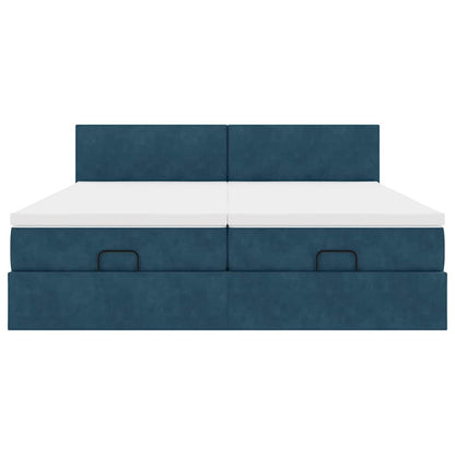 vidaXL Ottoman-Bett mit Matratzen Dunkelblau 180x200 cm Samt
