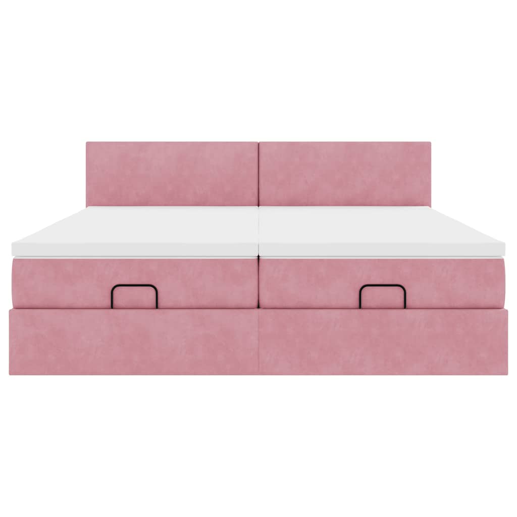 vidaXL Ottoman-Bett mit Matratzen Rosa 180x200 cm Samt