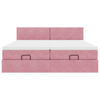vidaXL Ottoman-Bett mit Matratzen Rosa 180x200 cm Samt