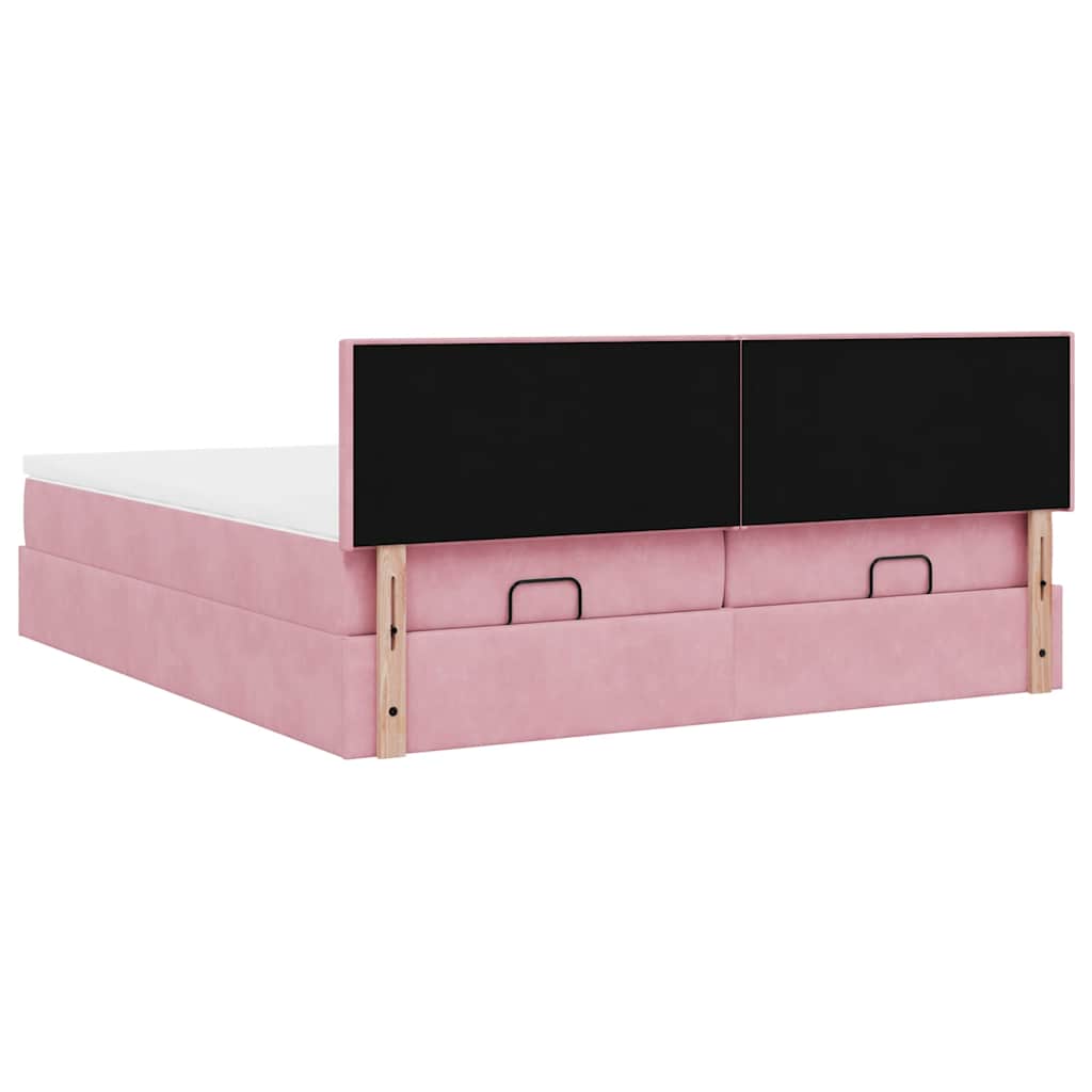 vidaXL Ottoman-Bett mit Matratzen Rosa 180x200 cm Samt