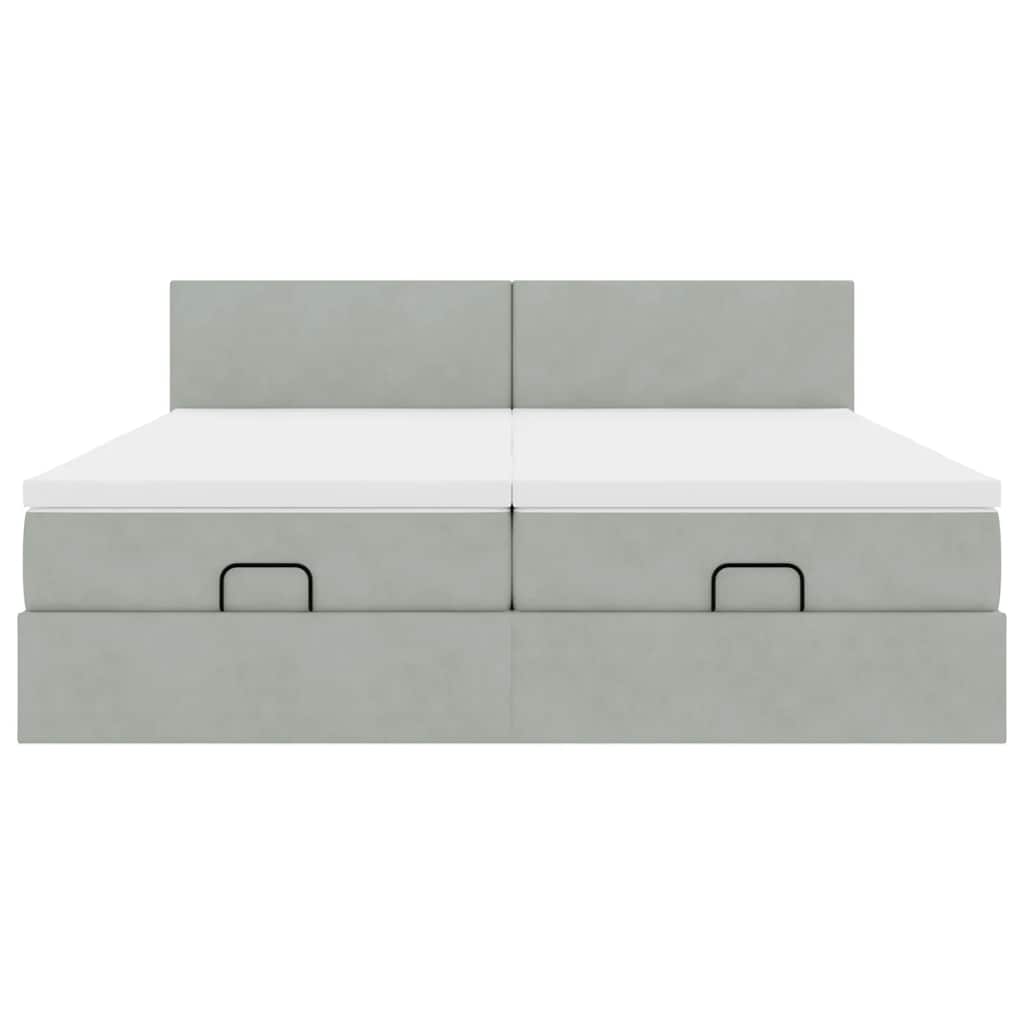 vidaXL Ottoman-Bett mit Matratzen Hellgrau 200x200 cm Samt