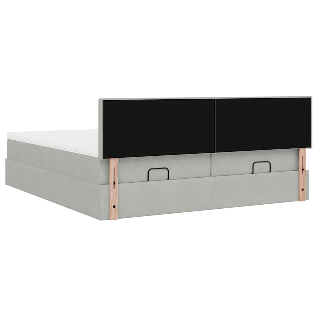 vidaXL Ottoman-Bett mit Matratzen Hellgrau 200x200 cm Samt