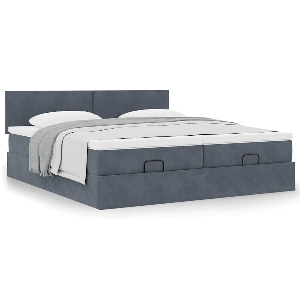 vidaXL Ottoman-Bett mit Matratzen Dunkelgrau 200x200 cm Samt