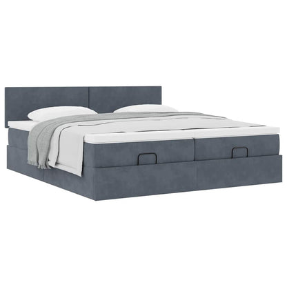 vidaXL Ottoman-Bett mit Matratzen Dunkelgrau 200x200 cm Samt