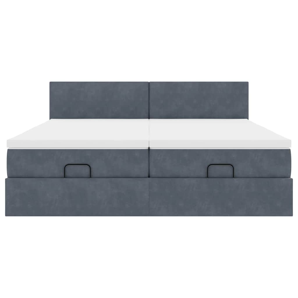 vidaXL Ottoman-Bett mit Matratzen Dunkelgrau 200x200 cm Samt