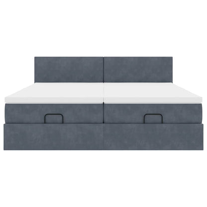 vidaXL Ottoman-Bett mit Matratzen Dunkelgrau 200x200 cm Samt