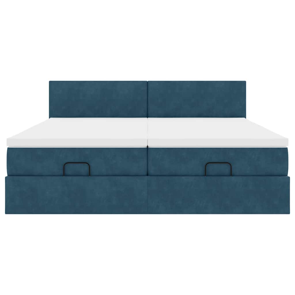 vidaXL Ottoman-Bett mit Matratzen Dunkelblau 200x200 cm Samt