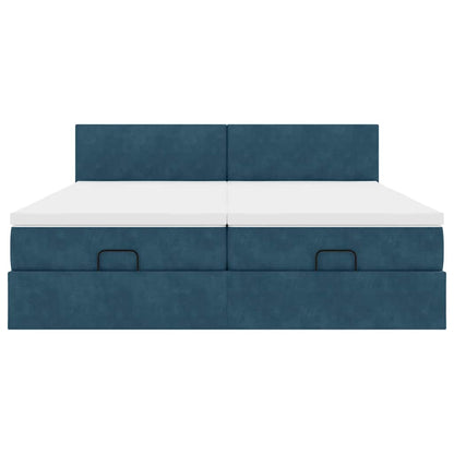 vidaXL Ottoman-Bett mit Matratzen Dunkelblau 200x200 cm Samt
