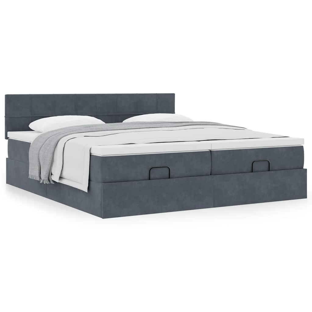 vidaXL Ottoman-Bett mit Matratzen Dunkelgrau 160x200 cm Samt