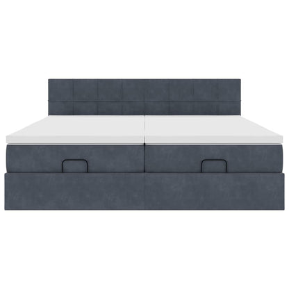 vidaXL Ottoman-Bett mit Matratzen Dunkelgrau 160x200 cm Samt