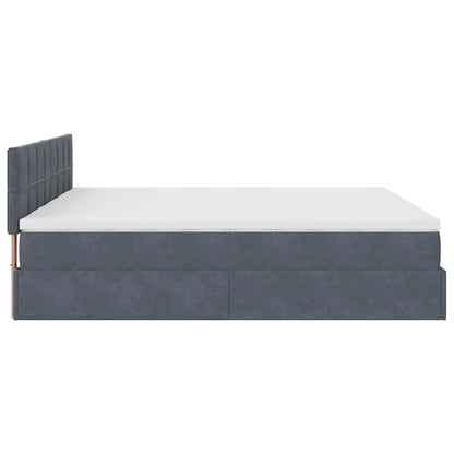 vidaXL Ottoman-Bett mit Matratzen Dunkelgrau 160x200 cm Samt