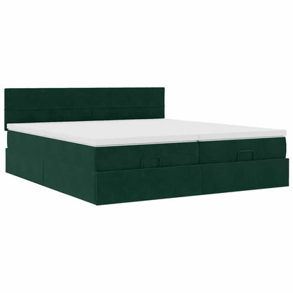 vidaXL Ottoman-Bett mit Matratzen Dunkelgrün 160x200 cm Samt