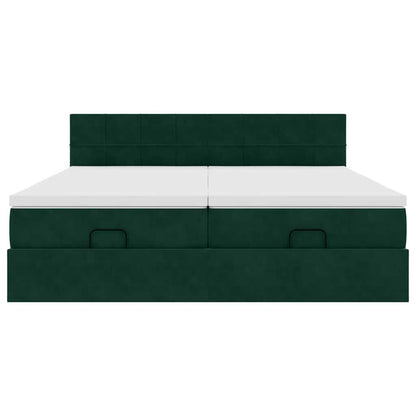 vidaXL Ottoman-Bett mit Matratzen Dunkelgrün 160x200 cm Samt