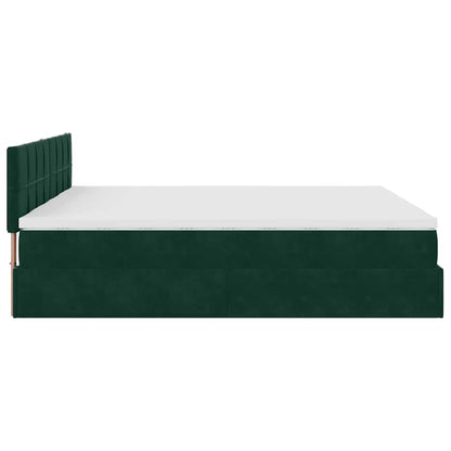 vidaXL Ottoman-Bett mit Matratzen Dunkelgrün 160x200 cm Samt