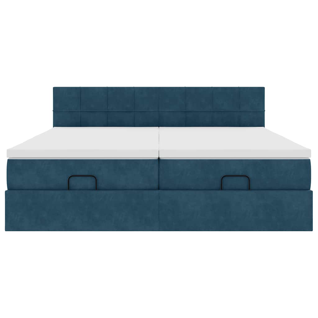 vidaXL Ottoman-Bett mit Matratzen Dunkelblau 160x200 cm Samt