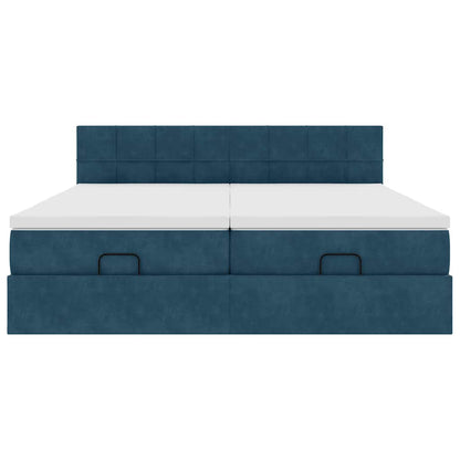 vidaXL Ottoman-Bett mit Matratzen Dunkelblau 160x200 cm Samt