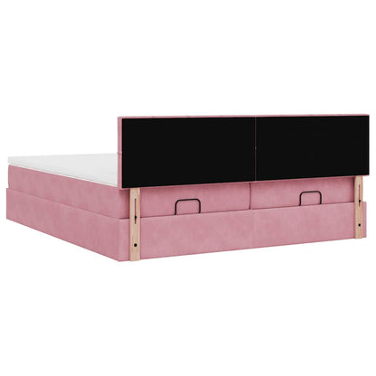 vidaXL Ottoman-Bett mit Matratzen Rosa 160x200 cm Samt
