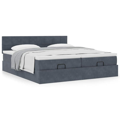 vidaXL Ottoman-Bett mit Matratzen Dunkelgrau 180x200 cm Samt