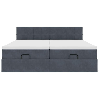 Ottoman-Bett mit Matratzen Dunkelgrau 180x200 cm Samt