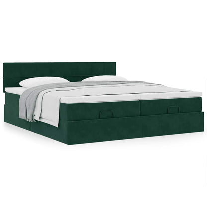 vidaXL Ottoman-Bett mit Matratzen Dunkelgrün 180x200 cm Samt