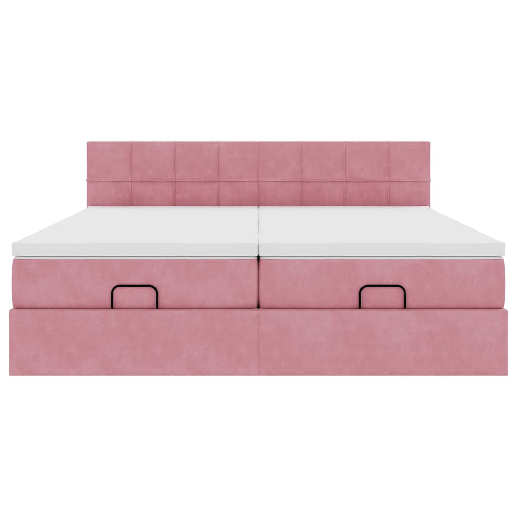 Ottoman-Bett mit Matratzen Rosa 180x200 cm Samt