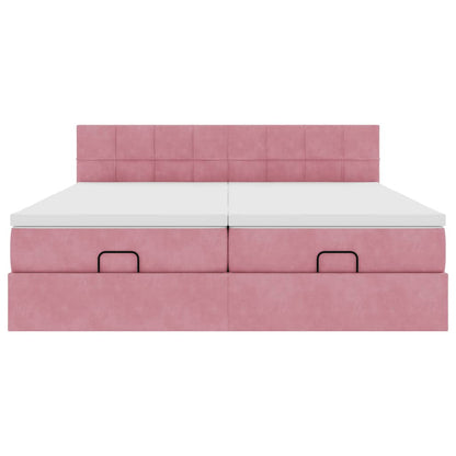 Ottoman-Bett mit Matratzen Rosa 180x200 cm Samt