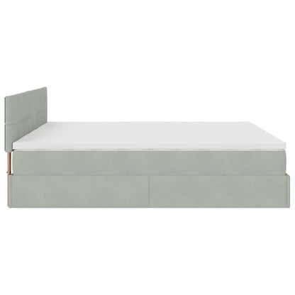 vidaXL Ottoman-Bett mit Matratzen Hellgrau 200x200 cm Samt