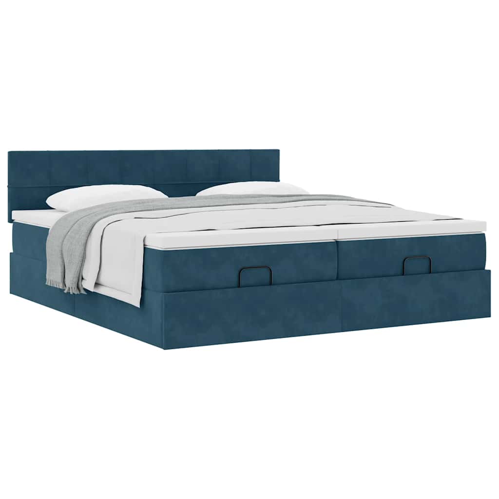 vidaXL Ottoman-Bett mit Matratzen Dunkelblau 200x200 cm Samt