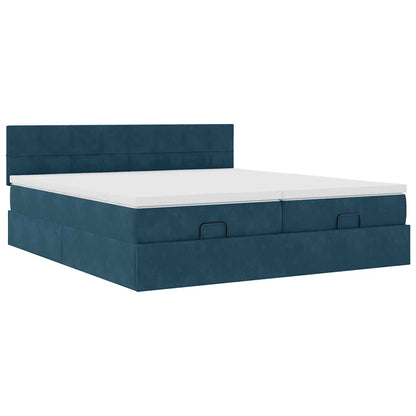 vidaXL Ottoman-Bett mit Matratzen Dunkelblau 200x200 cm Samt