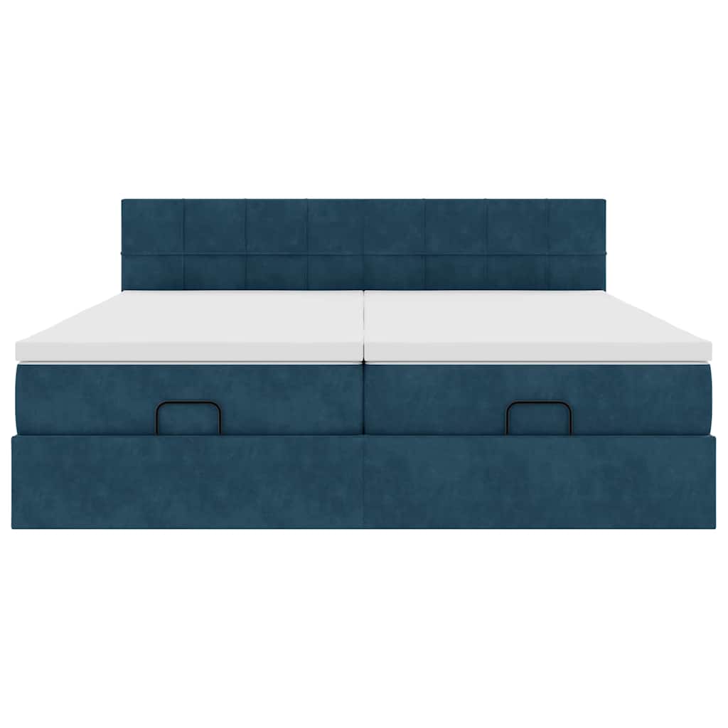 vidaXL Ottoman-Bett mit Matratzen Dunkelblau 200x200 cm Samt
