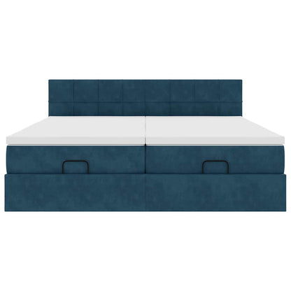 vidaXL Ottoman-Bett mit Matratzen Dunkelblau 200x200 cm Samt