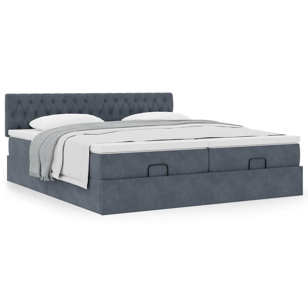 vidaXL Ottoman-Bett mit Matratzen Dunkelgrau 160x200 cm Samt