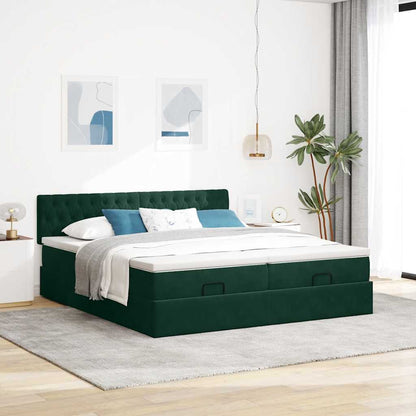 vidaXL Ottoman-Bett mit Matratzen Dunkelgrün 160x200 cm Samt