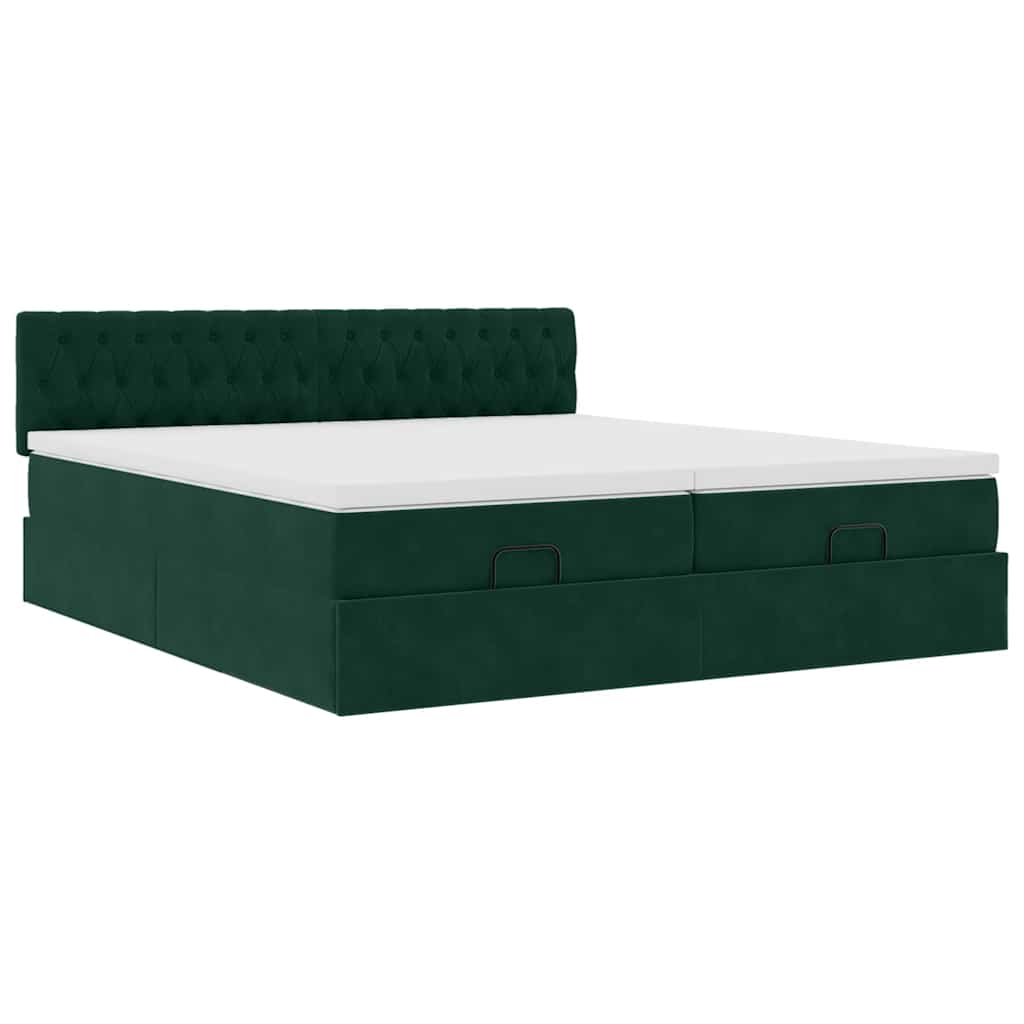 vidaXL Ottoman-Bett mit Matratzen Dunkelgrün 160x200 cm Samt