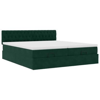vidaXL Ottoman-Bett mit Matratzen Dunkelgrün 160x200 cm Samt