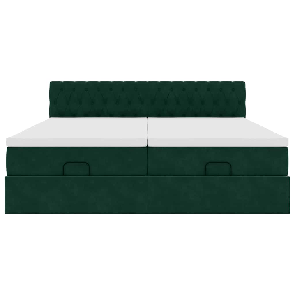 vidaXL Ottoman-Bett mit Matratzen Dunkelgrün 160x200 cm Samt