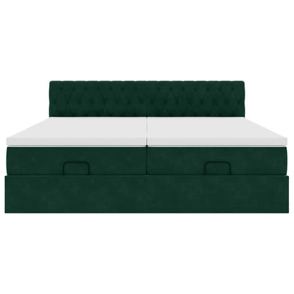 vidaXL Ottoman-Bett mit Matratzen Dunkelgrün 160x200 cm Samt