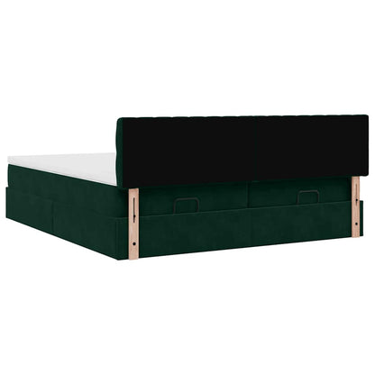 vidaXL Ottoman-Bett mit Matratzen Dunkelgrün 160x200 cm Samt