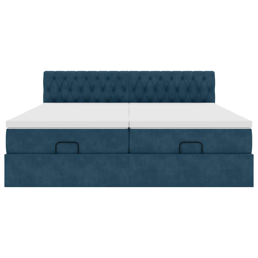vidaXL Ottoman-Bett mit Matratzen Dunkelblau 160x200 cm Samt