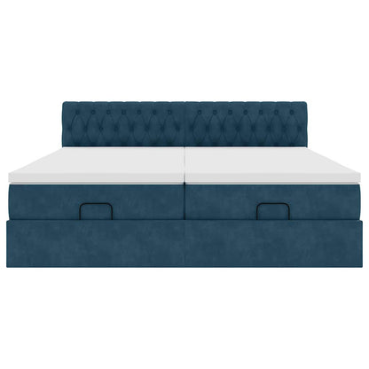 vidaXL Ottoman-Bett mit Matratzen Dunkelblau 160x200 cm Samt