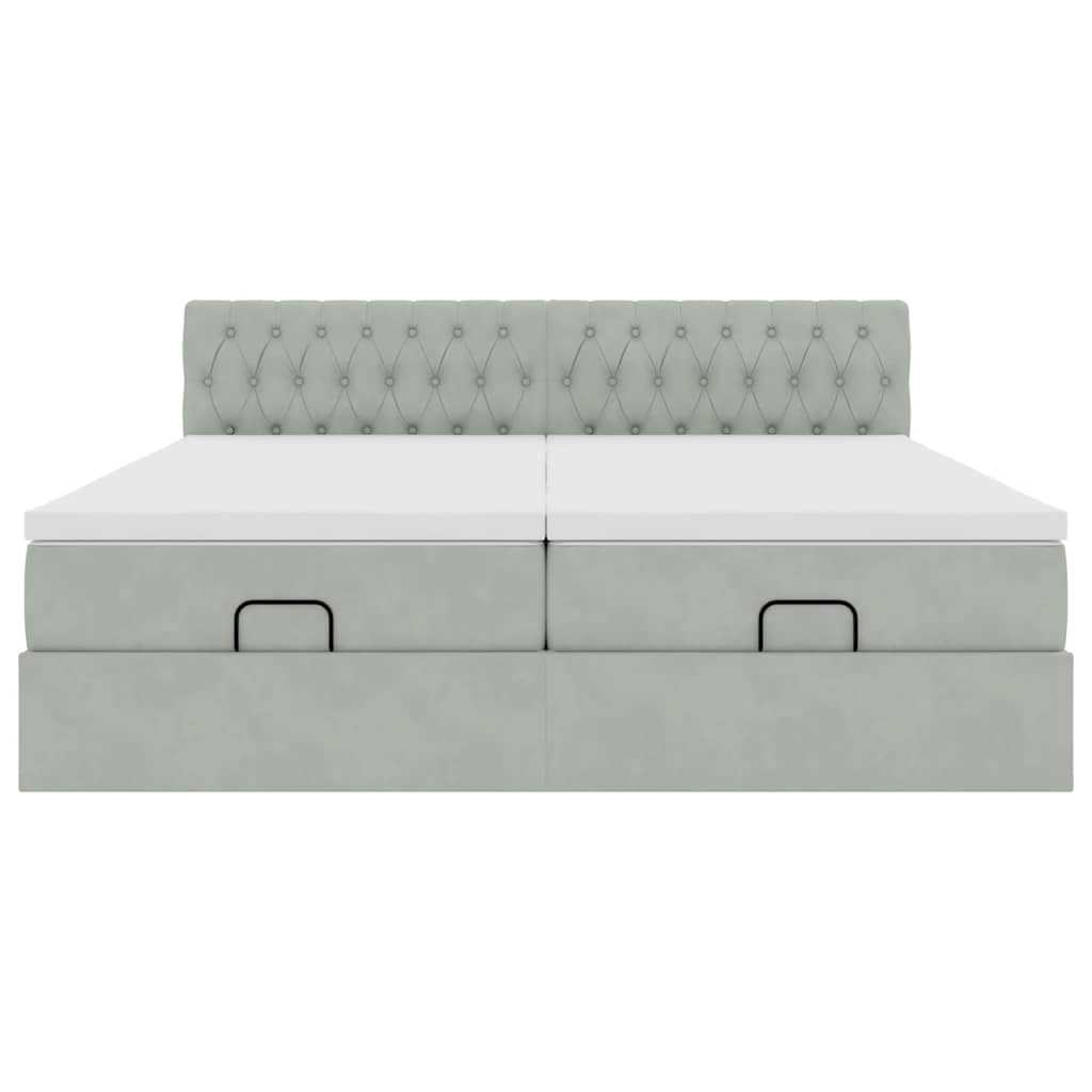 vidaXL Ottoman-Bett mit Matratzen Hellgrau 180x200 cm Samt