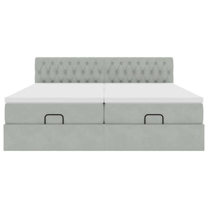 vidaXL Ottoman-Bett mit Matratzen Hellgrau 180x200 cm Samt