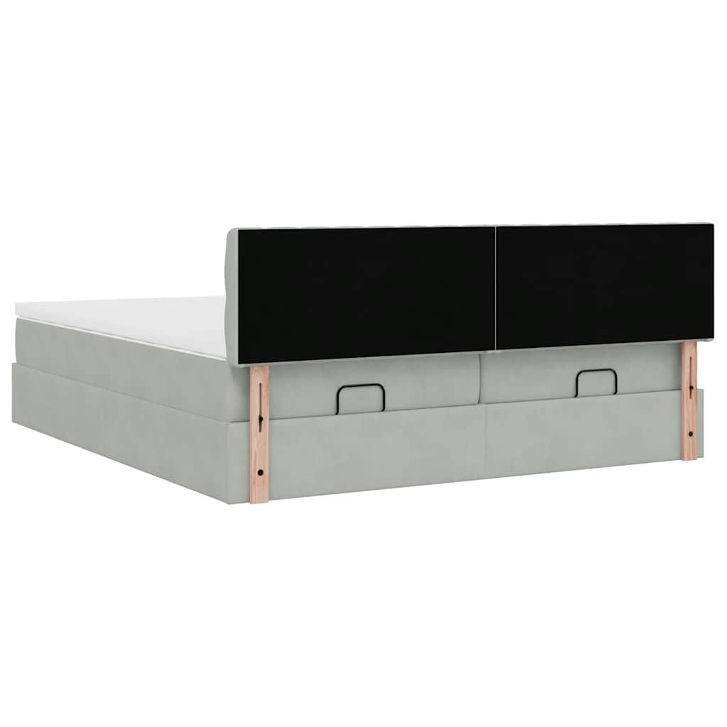 vidaXL Ottoman-Bett mit Matratzen Hellgrau 180x200 cm Samt