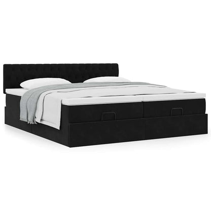 vidaXL Ottoman-Bett mit Matratzen Schwarz 180x200 cm Samt