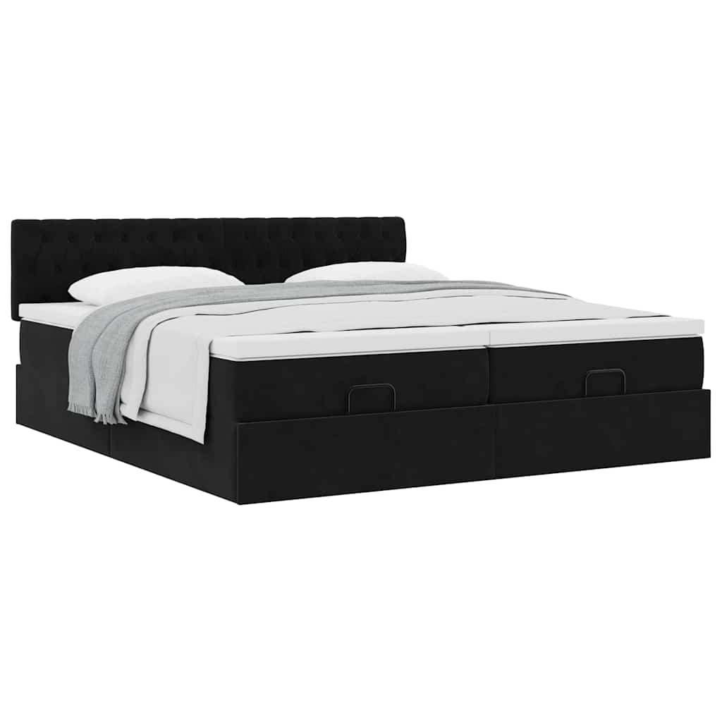 vidaXL Ottoman-Bett mit Matratzen Schwarz 180x200 cm Samt