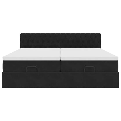 vidaXL Ottoman-Bett mit Matratzen Schwarz 180x200 cm Samt