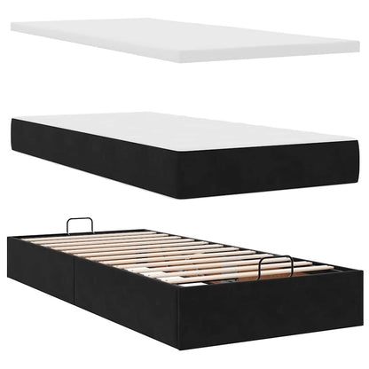 vidaXL Ottoman-Bett mit Matratzen Schwarz 180x200 cm Samt
