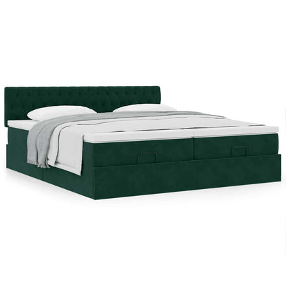 vidaXL Ottoman-Bett mit Matratzen Dunkelgrün 180x200 cm Samt
