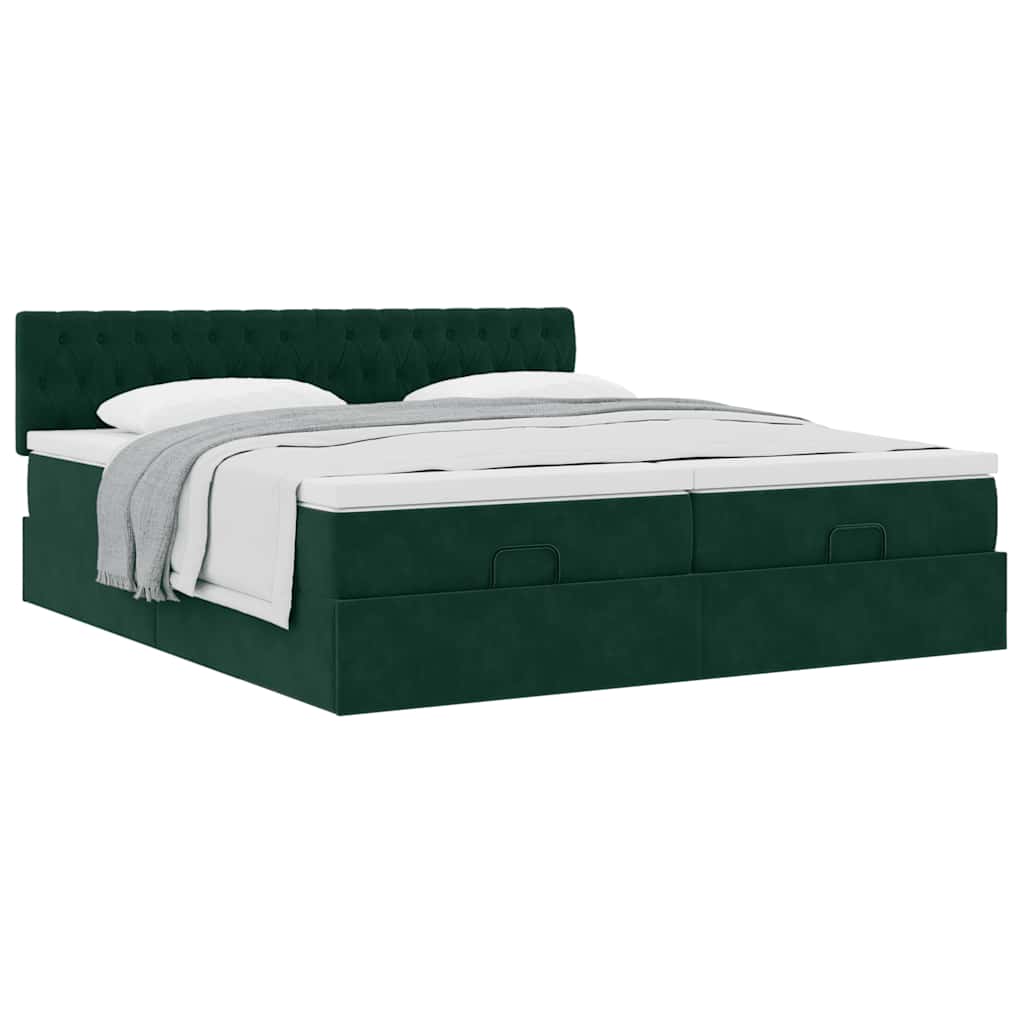 vidaXL Ottoman-Bett mit Matratzen Dunkelgrün 180x200 cm Samt