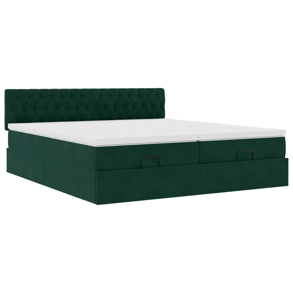 vidaXL Ottoman-Bett mit Matratzen Dunkelgrün 180x200 cm Samt